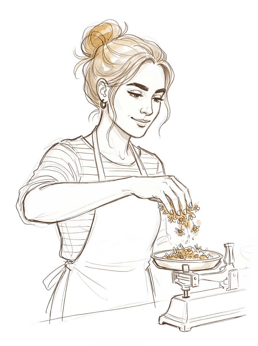 Lana at the apothecary scales